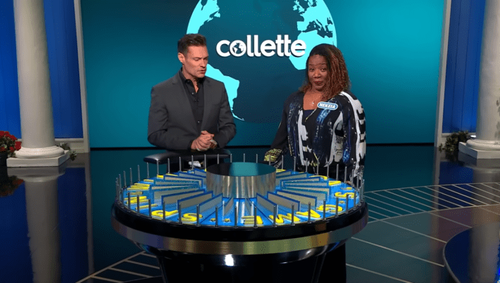 Show host Ryan Seacrest and contestant Nekeia Borders in a 'Wheel of Fortune' episode, Photo Credit: Wheel Of Fortune/Youtube