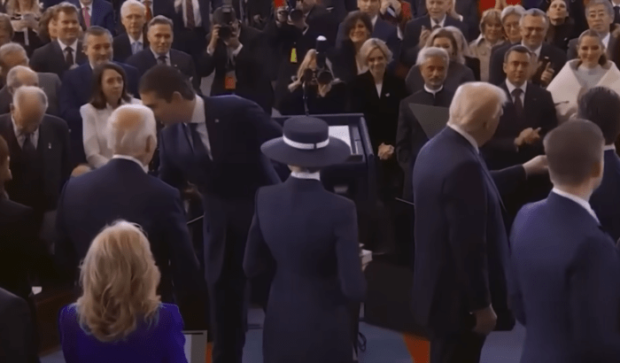 Barron Trump said some words to former President Joe Biden during his father's inauguration, Photo Credit: New York Post/Youtube
