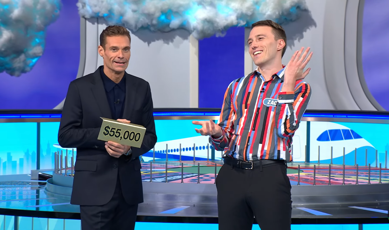 Show host Ryan Seacrest and contestant Zack Miller in a 'Wheel of Fortune' episode, Photo Credit: Wheel of Fortune/Youtube