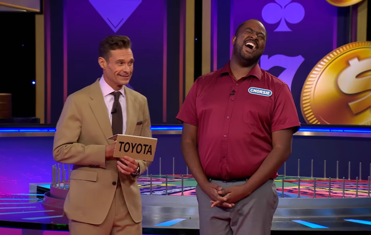 Show host Ryan Seacrest and contestant Chorsie Calbert IV in a 'Wheel of Fortune' episode, Photo Credit: Wheel of Fortune/Youtube