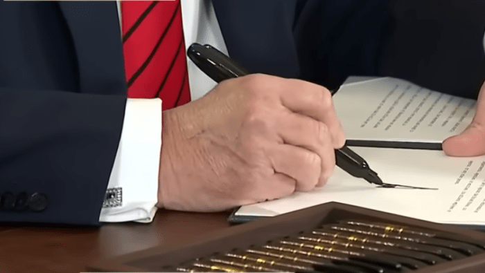 President Donald Trump's hands with the alleged bruise mark, Photo Credit: Fox News/Youtube