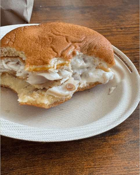 A McDonald's Filet-O-Fish sandwich with what looks like a worm inside it, Photo Credit: Reddit