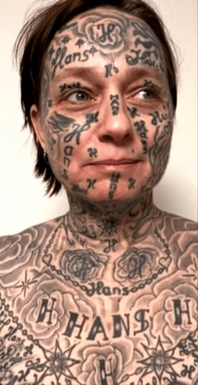 A Dutch woman named Joke, who has over 250 tattoos of her ex-partner's name all over her body, Photo Credit: Hart van Nederland/Youtube