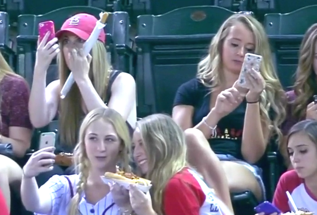 College Girls Take Selfies At Baseball Game, Controversy