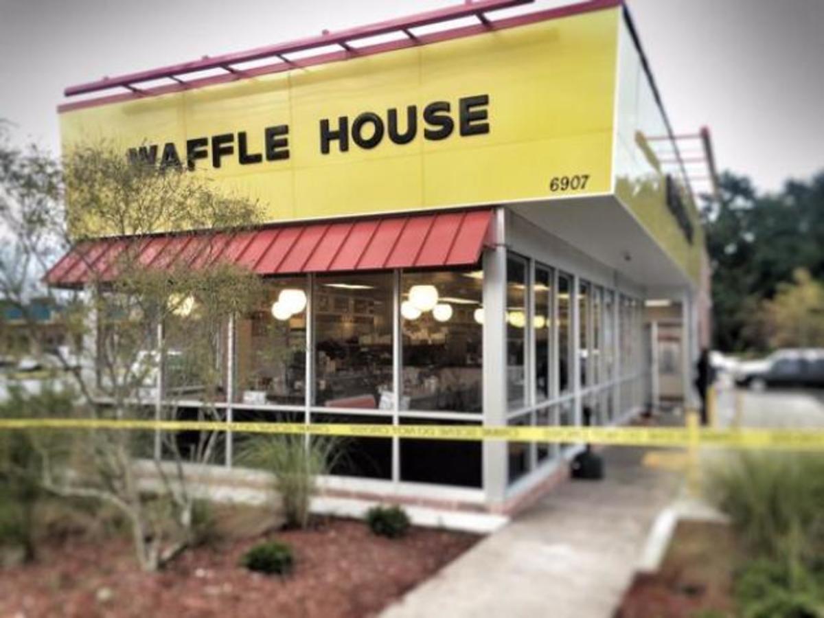 police in front of Charleston Waffle house 