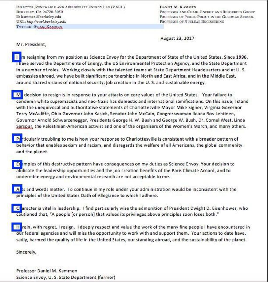 Professor\'s Resignation Letter To Trump Has Secret Note (Photos ... Professor\'s Resignation Letter To Trump Has Secret Note (Photos ...