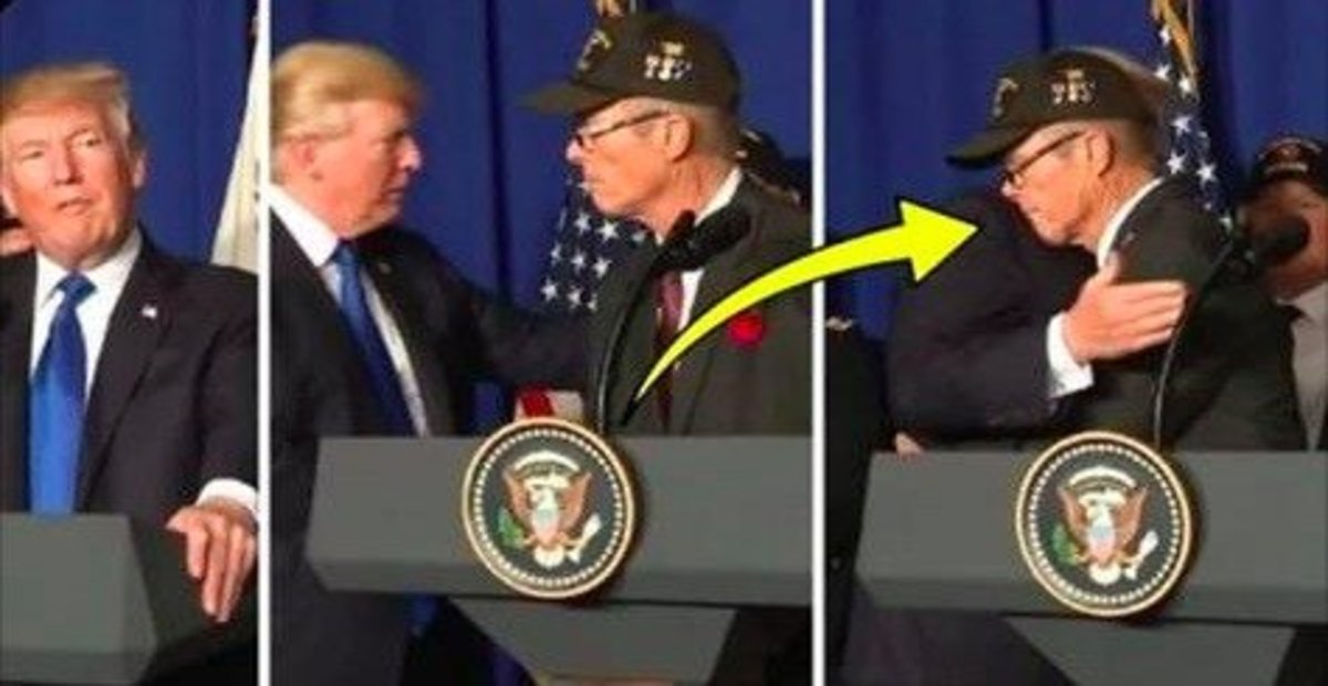 Trump Invites Vietnam Vet Up To Stage, What's Left On President's Shoulder Stuns Viewers Promo Image