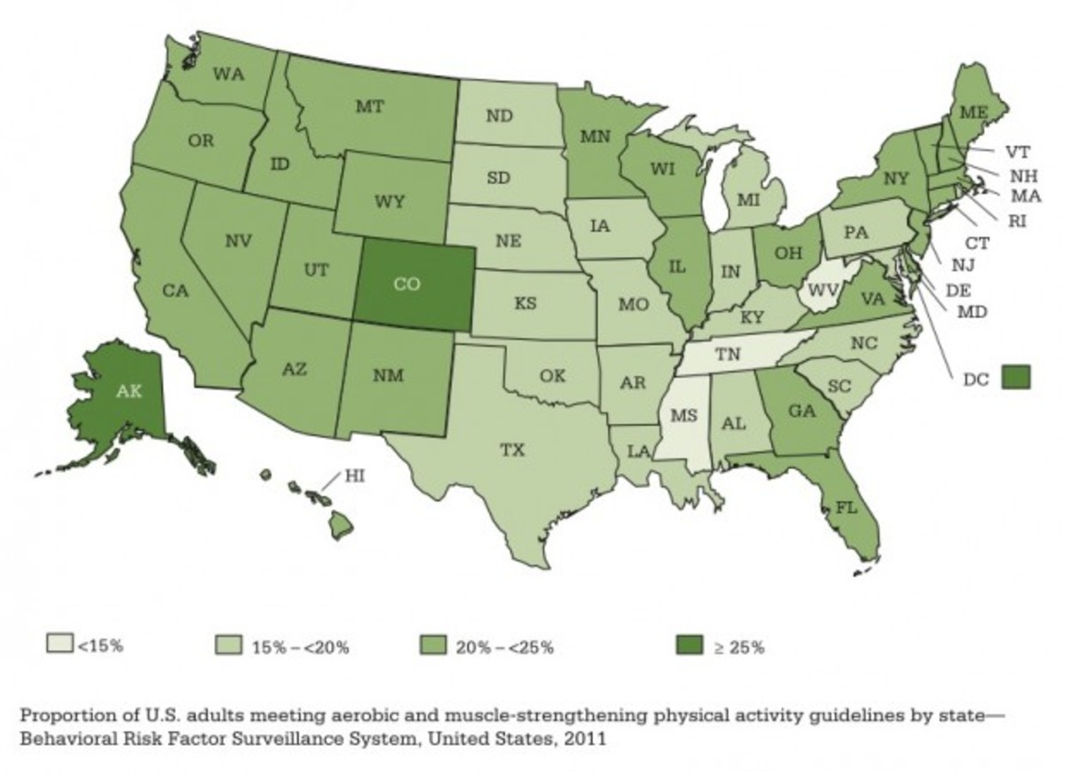 CDC Releases Map Depicting The Laziest States In The U.S. (Map