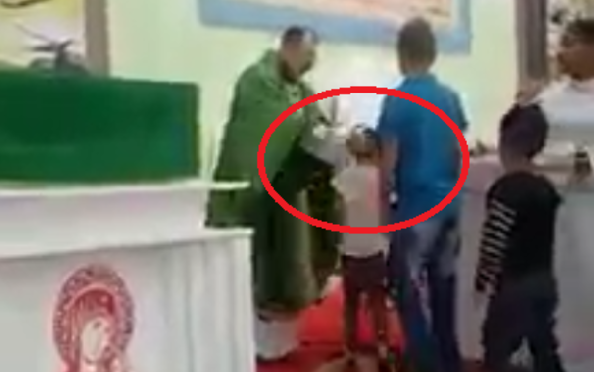 Catholic Priest Caught On Camera Smacking Kids During Church Service