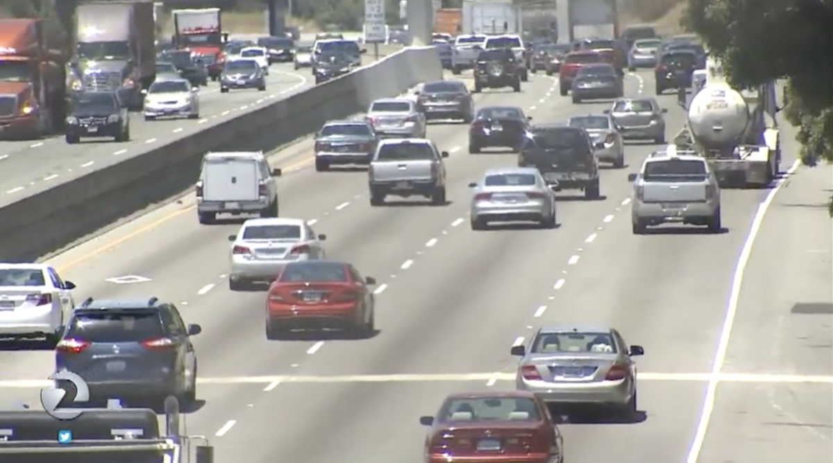 Cars driving on a 4 lane highway, Photo Credit: KTVU