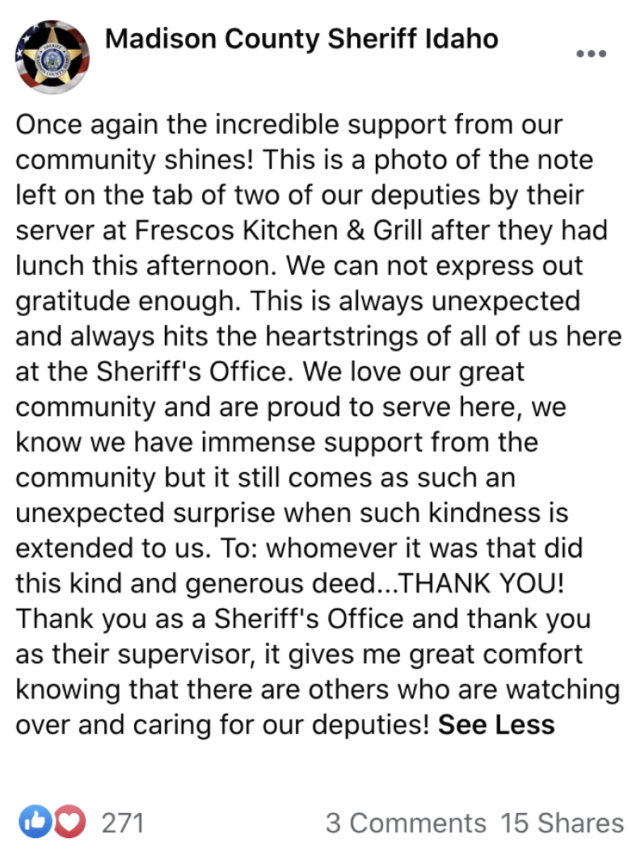 Photo Credit: Facebook/Madison County Sheriff Idaho