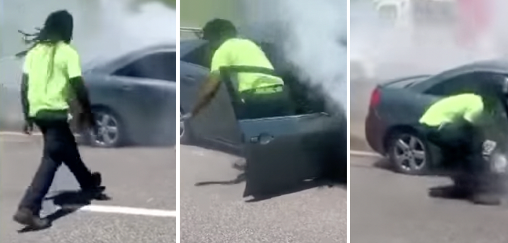 Crashed Car Goes Up In Flames, Bystanders Pull Out Phones As Man Approaches And Does What No One Expected - Vimarsana News