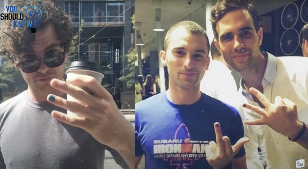 Three different men showing the camera their one painted fingernail, Photo Credit: You Shouid Know?