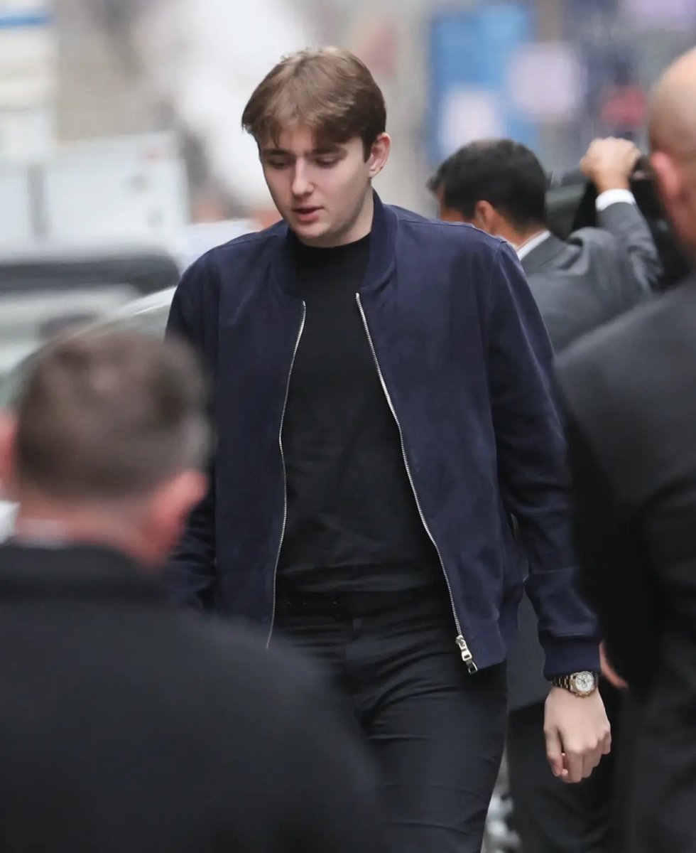 Barron Trump seen arriving at Trump Tower in New York wearing a rolex watch, Photo Credit: FOMO Feed/Youtube