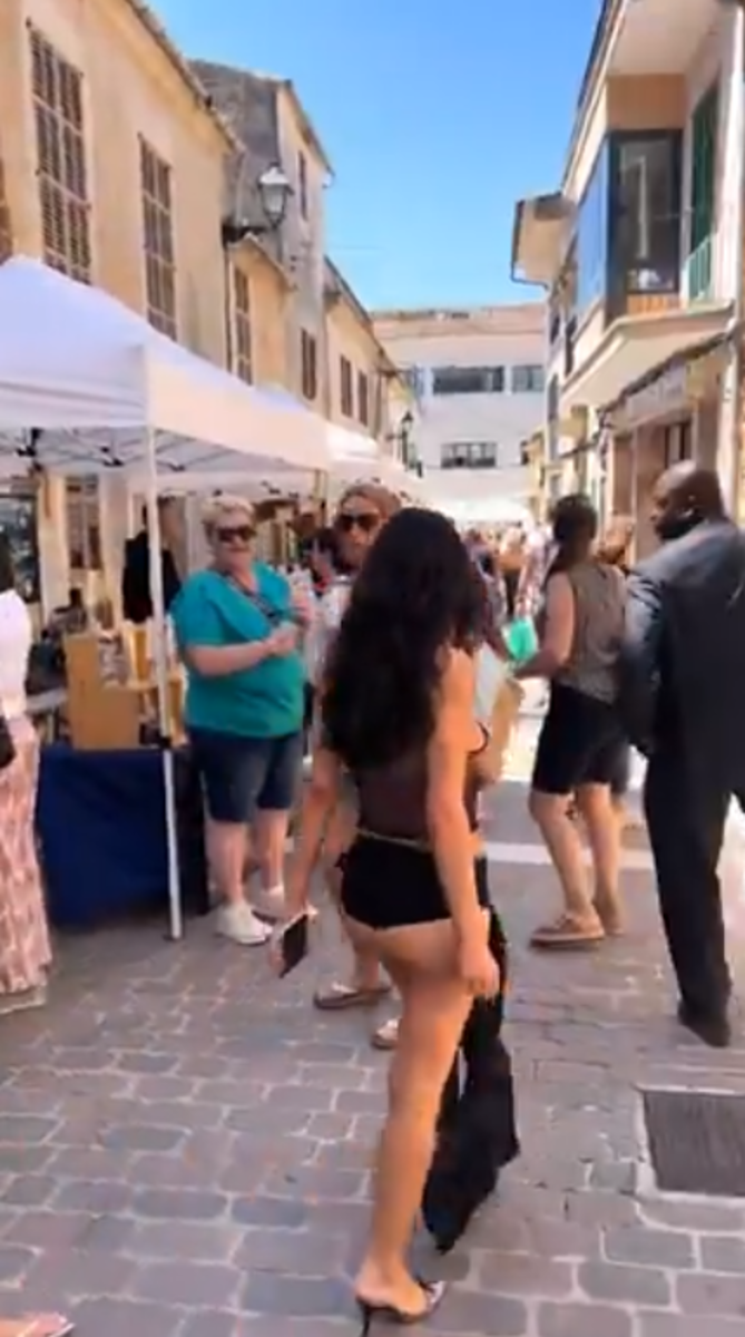 Bianca Censori strolling outside in Mallorca, Spain, Photo Credit: Kurrco/X