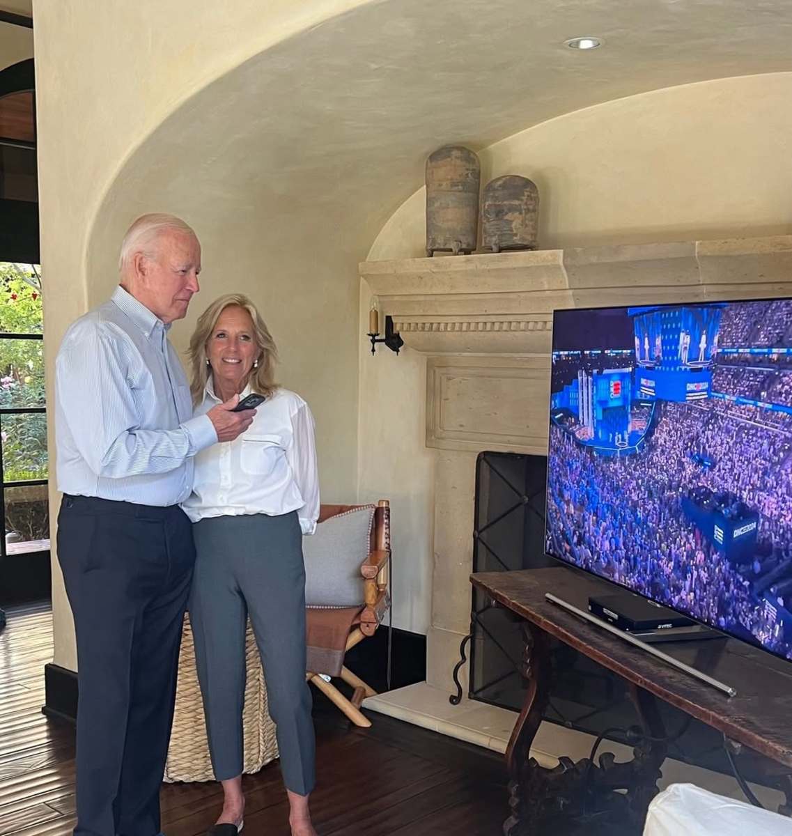 Joe & Jill Biden watching TV, Photo Credit: jobiden/Instagram