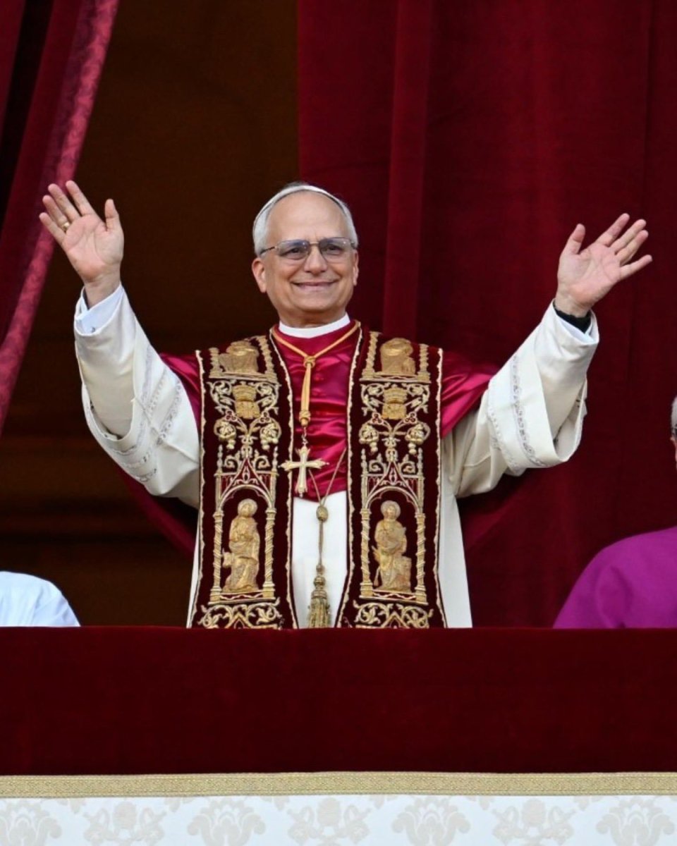 Pope Leo XIV waves from the balcony of St. Peter's Basilica, Photo Credit: Vatican Report/X