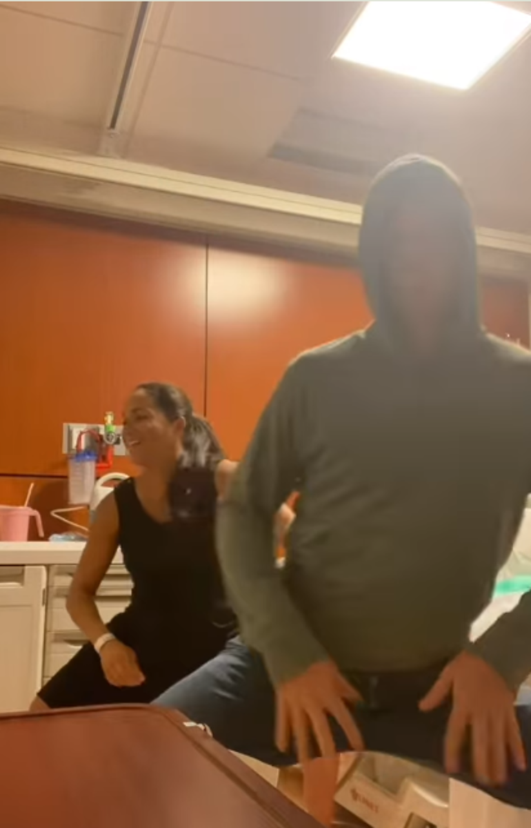 A pregnant Meghan Markle dancing with her husband Prince Harry inside a hospital, Photo Credit: meghan/Instagram