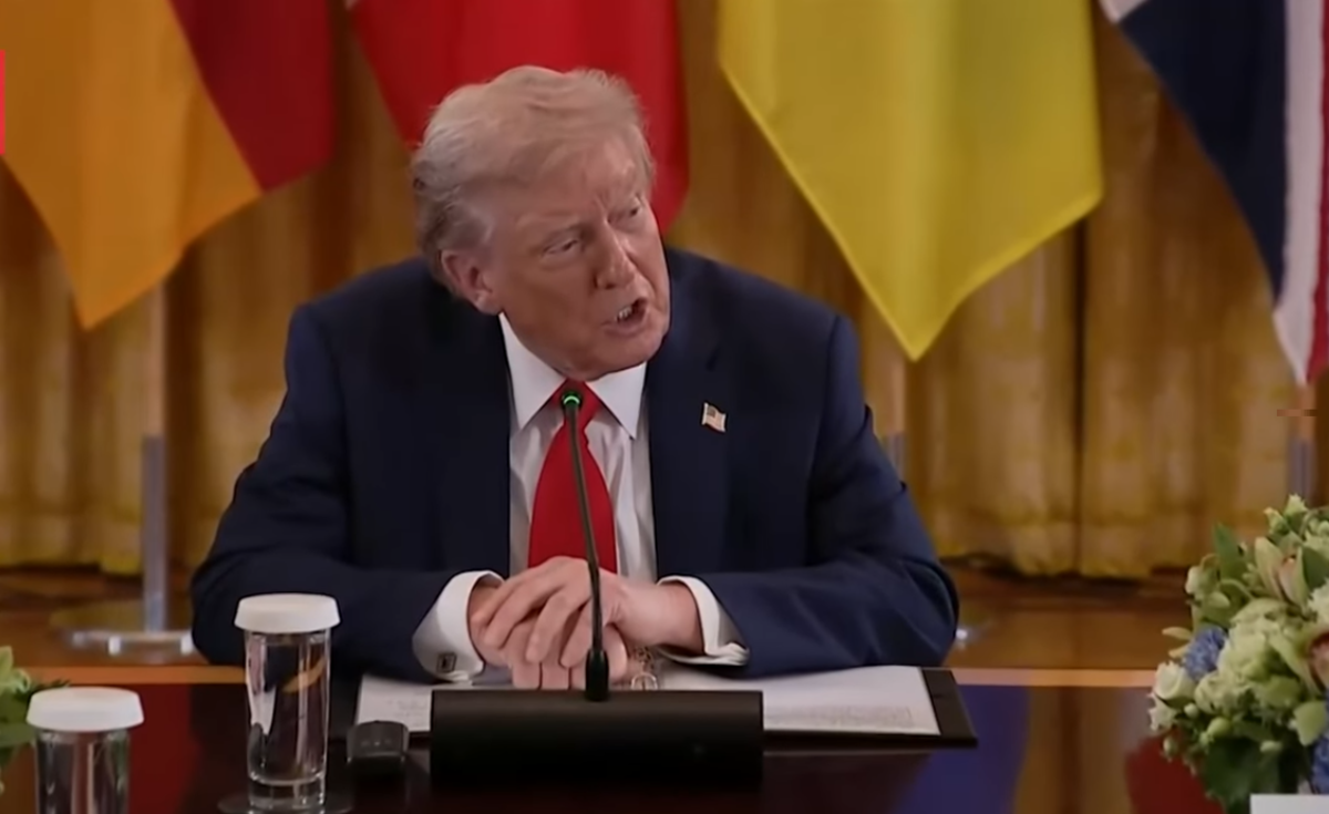 US President Donald Trump at the multilateral meeting with European leaders at the White House, Photo Credit: The Economic Times/Youtube
