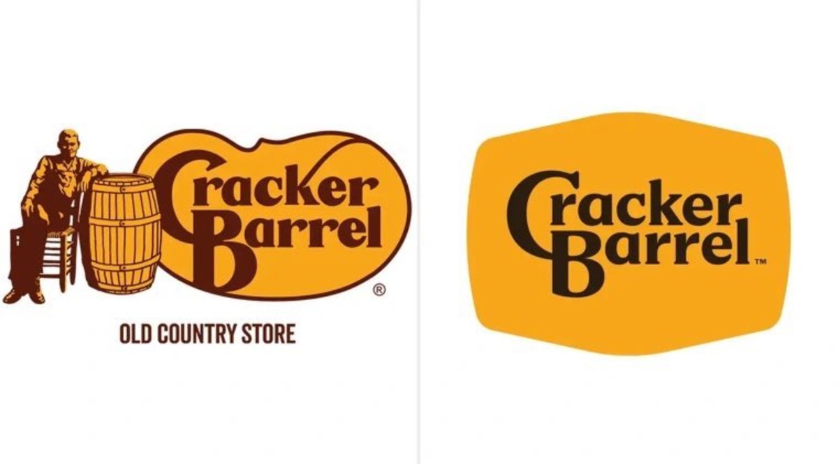 Cracker Barrel Old Country Store old and new logo, Photo Credit: G Hughes/X