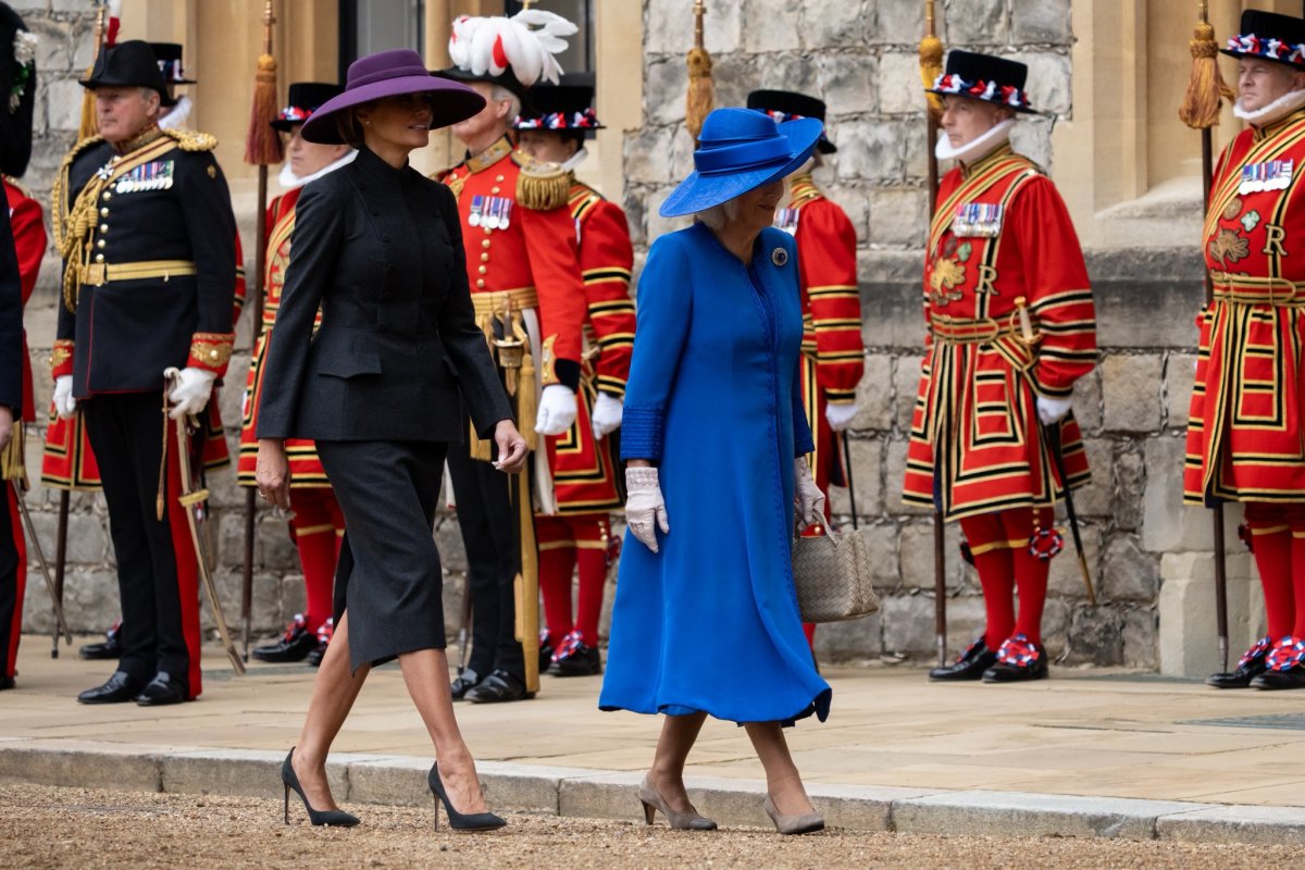 First Lady Melania Trump and Queen Camilla at the Arrival Ceremony at Windsor Castle, Photo Credit: Office of the First Lady/X