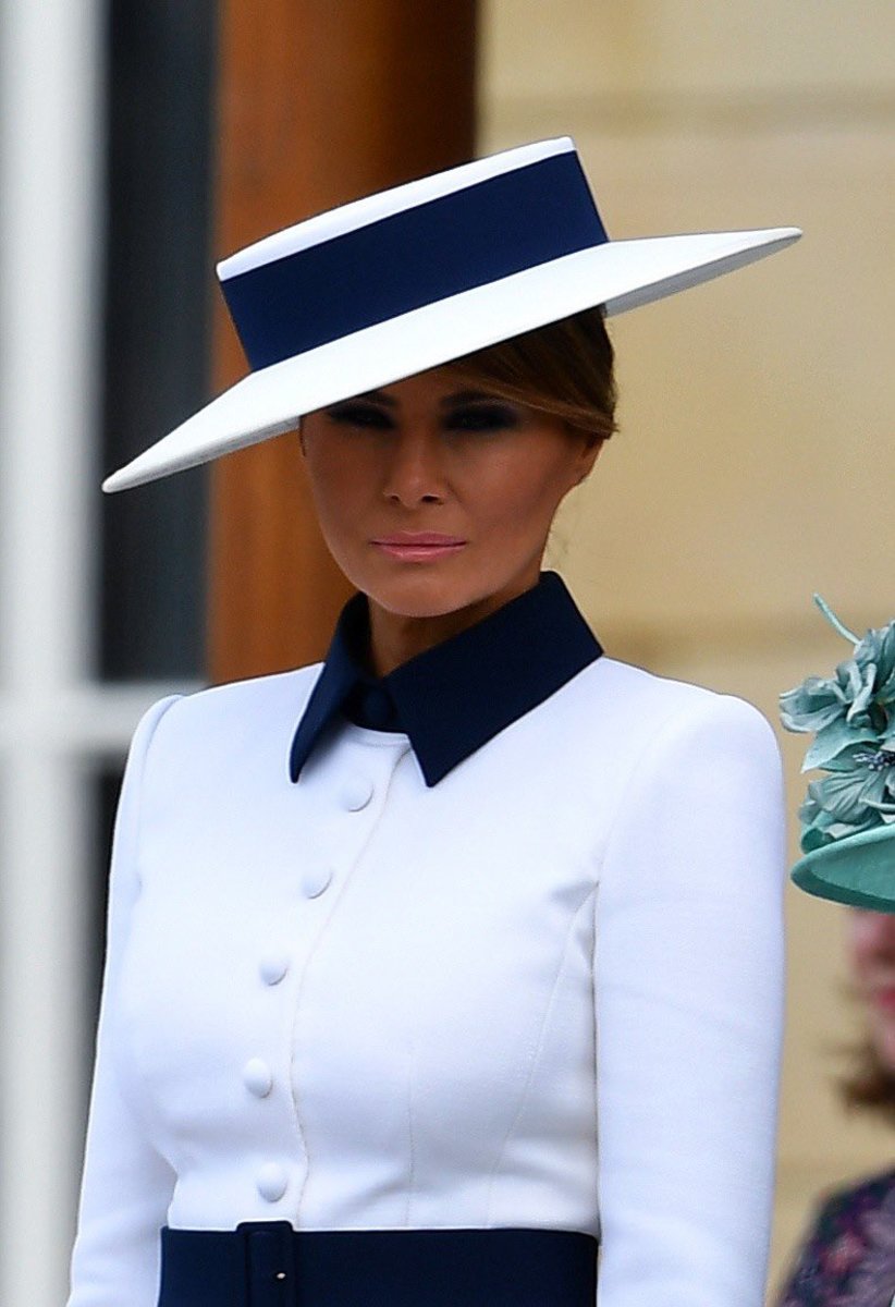First Lady Melania Trump at Buckingham Palace during 2019 visit, Photo Credit: FLOTUS Report/X