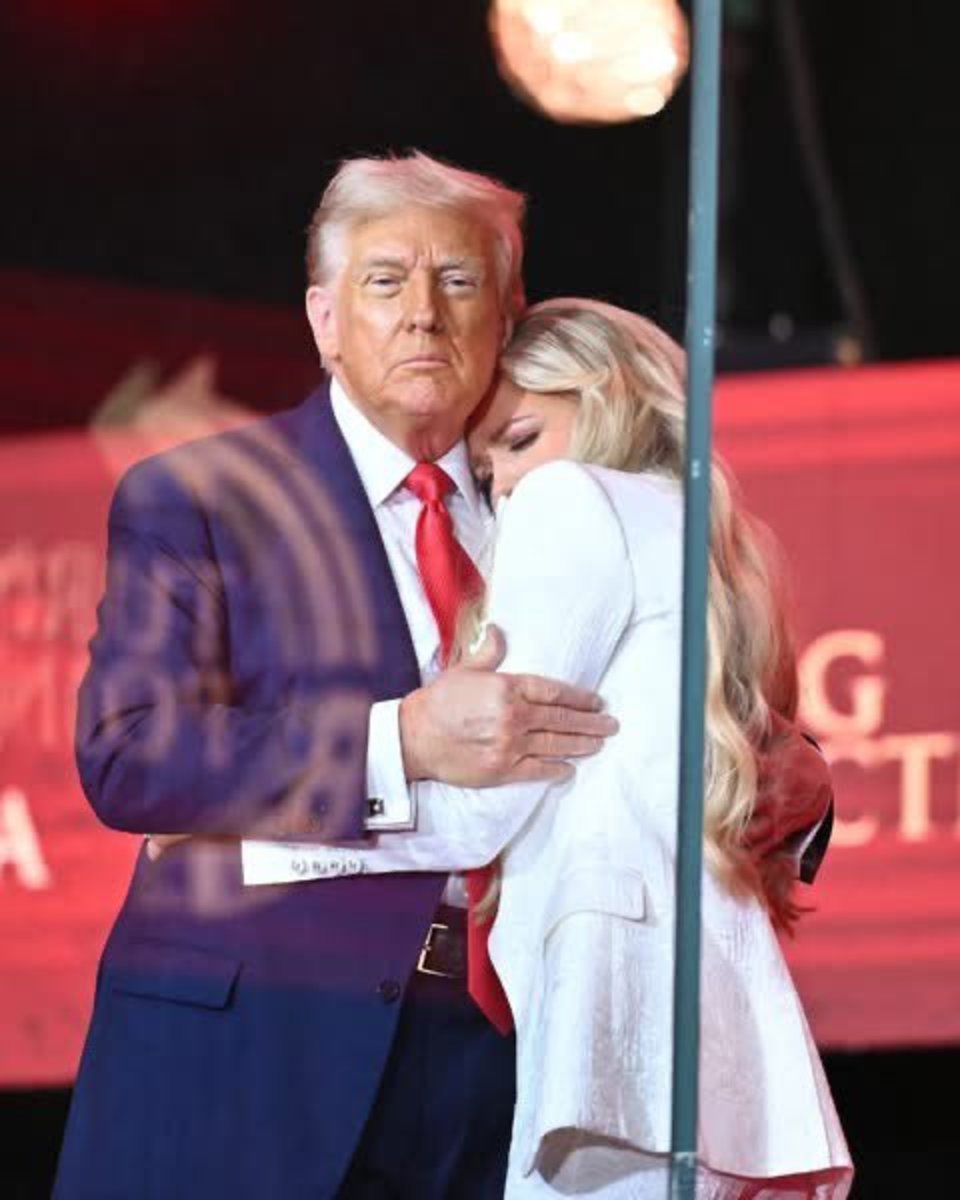 President Trump comforts Erica Kirk at Charlie Kirk’s Memorial Service, Photo Credit: Pastor Steve Cioccolanti/X