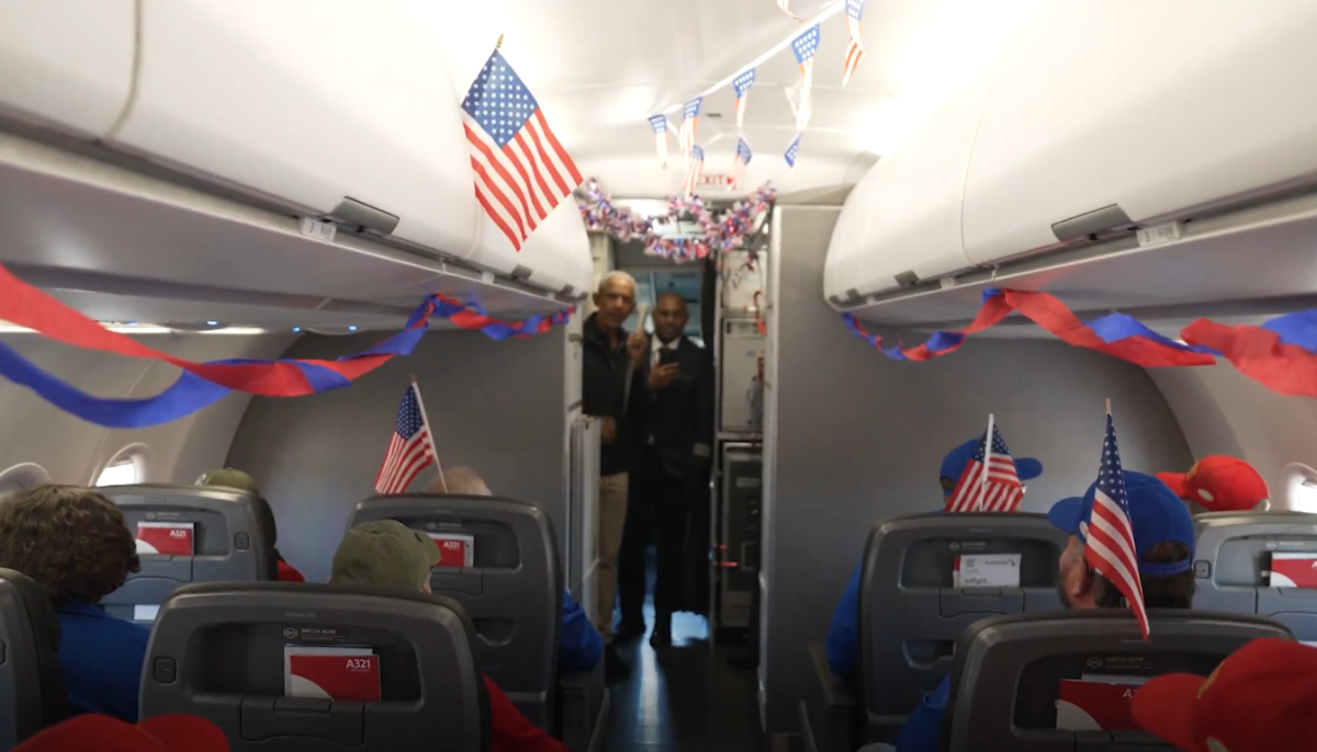 Former President Barack Obama surprising a flight of Korean and Vietnam War veterans on Veteran's Day, Photo Credit: Barack Obama/Youtube