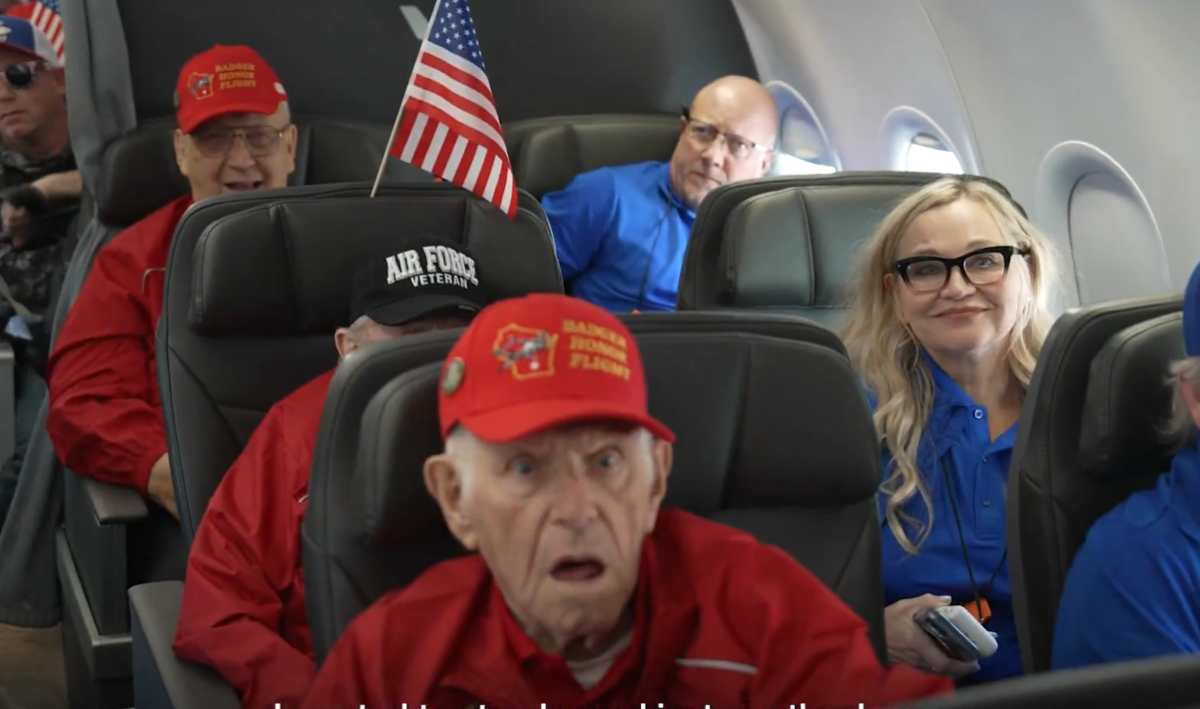 Former President Barack Obama surprising a flight of Korean and Vietnam War veterans on Veteran's Day, Photo Credit: Barack Obama/Youtube