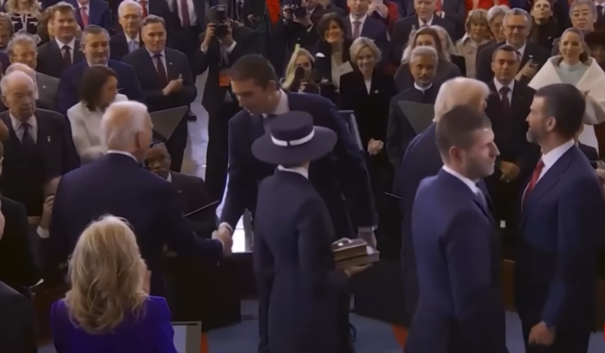 Barron Trump shaking hands with former President Joe Biden during his father's inauguration, Photo Credit: New York Post/Youtube