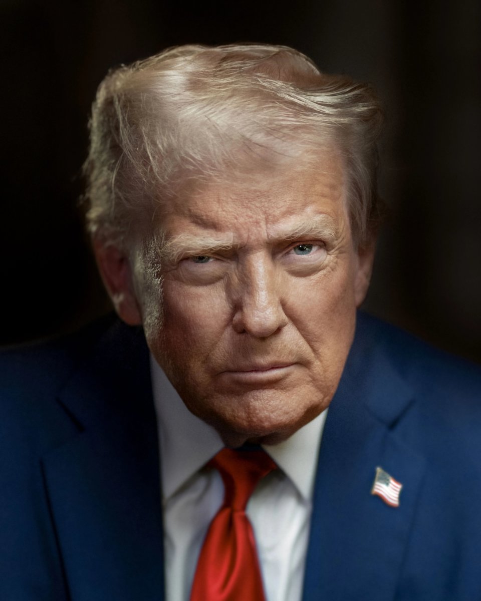 The official portrait of President Donald Trump, Photo Credit: Based Tom/X
