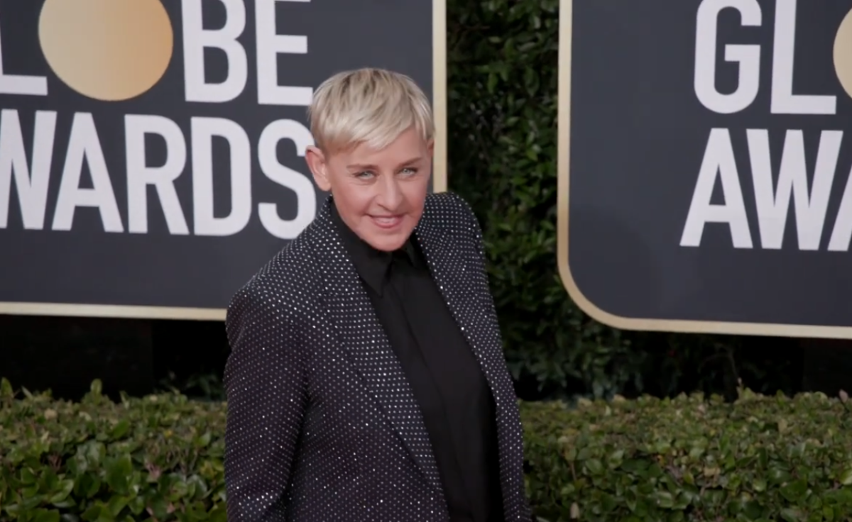 Ellen DeGeneres at the 2020 Golden Globe Awards red carpet, Photo Credit: Page Six/Youtube
