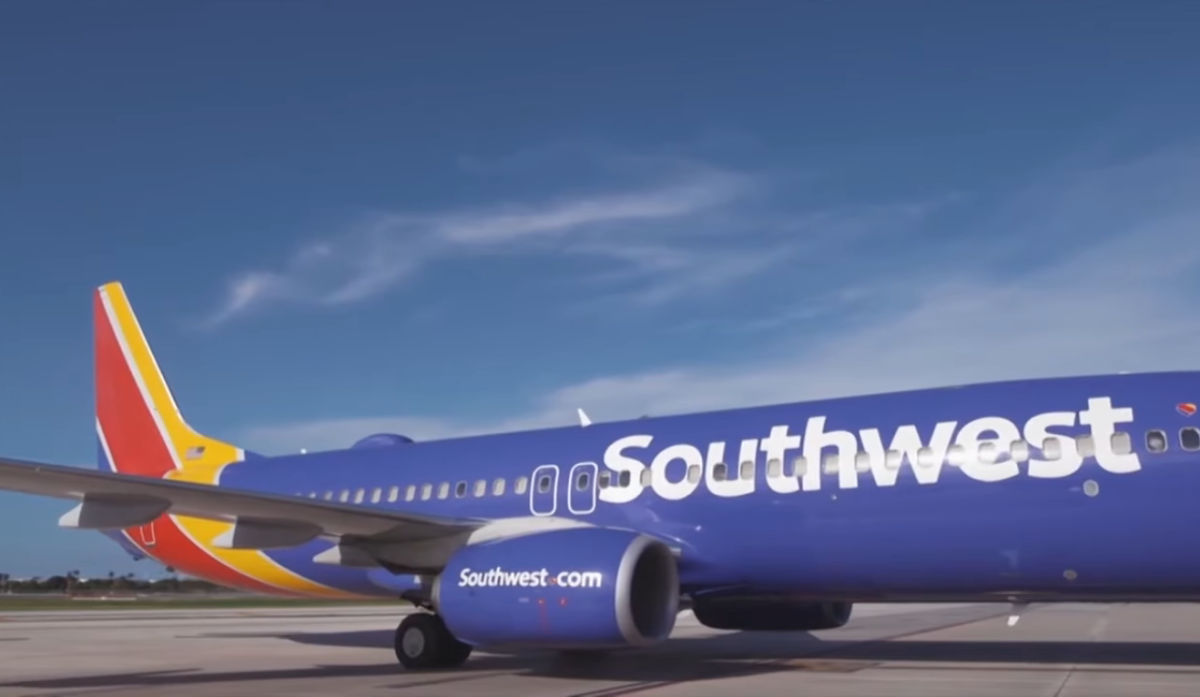 A Southwest Airlines plane on the runway, Photo Credit: WCPO 9/Youtube