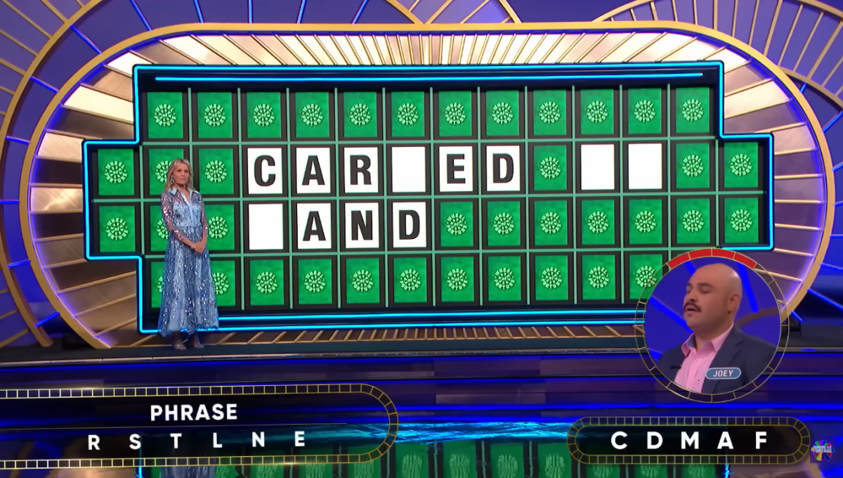 Contestant Joey Sweet looking at an unfinished puzzle, Photo Credit: Wheel of Fortune/Youtube
