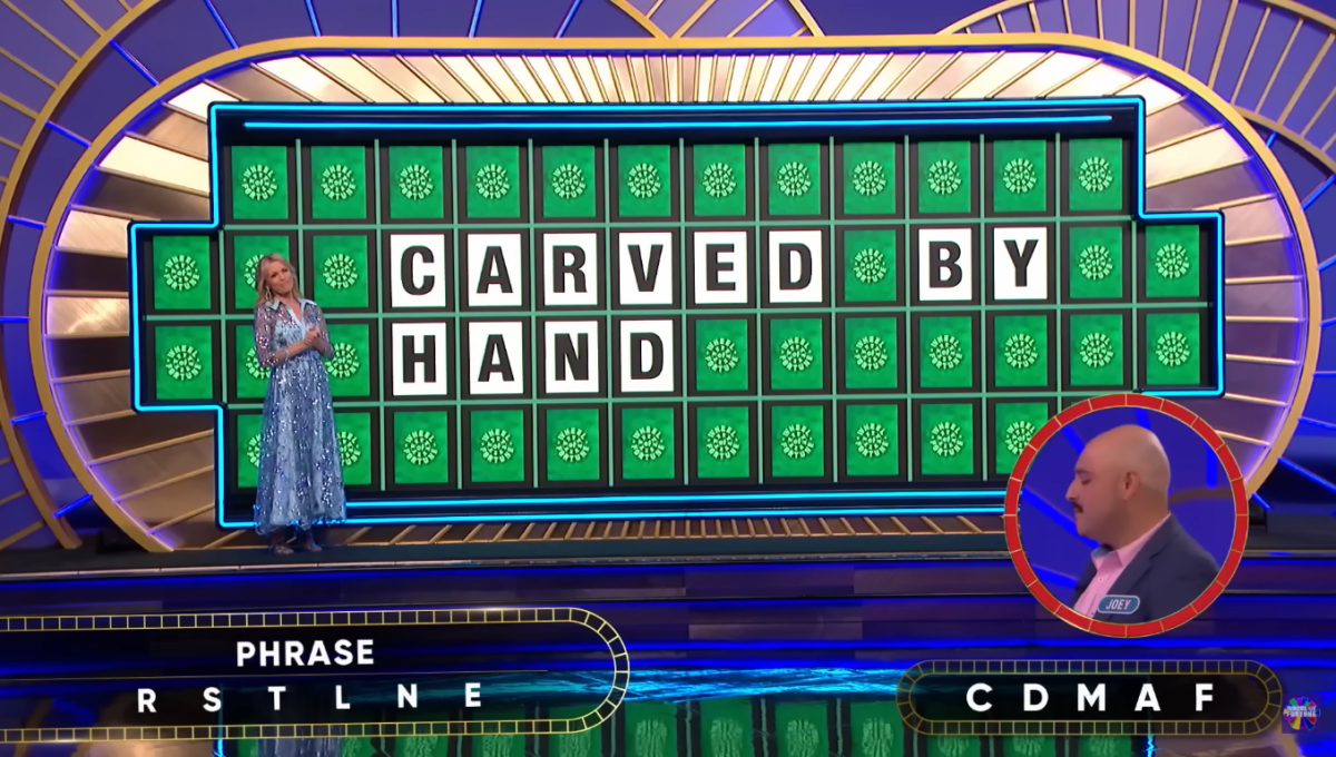 Contestant Joey Sweet looking at the puzzle with the answer revealed, Photo Credit: Wheel of Fortune/Youtube