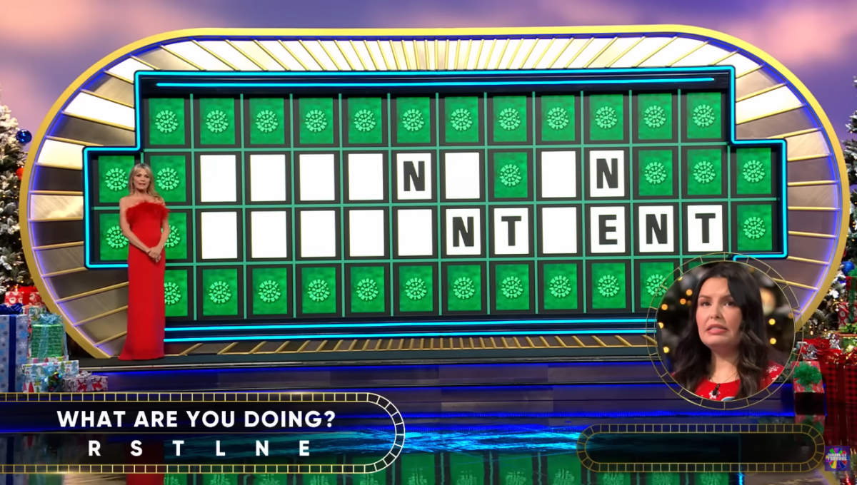 Contestant Lidia Abbott's bonus round puzzle with only a few letters filled in, Photo Credit: Wheel of Fortune/Youtube