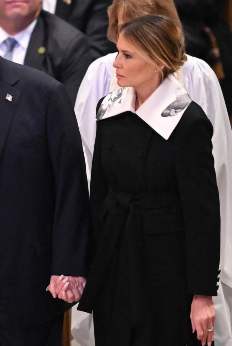 Closeup of Melania Trump's outfit at Jimmy Carter's funeral, Photo Credit: FLOTUS Report/X