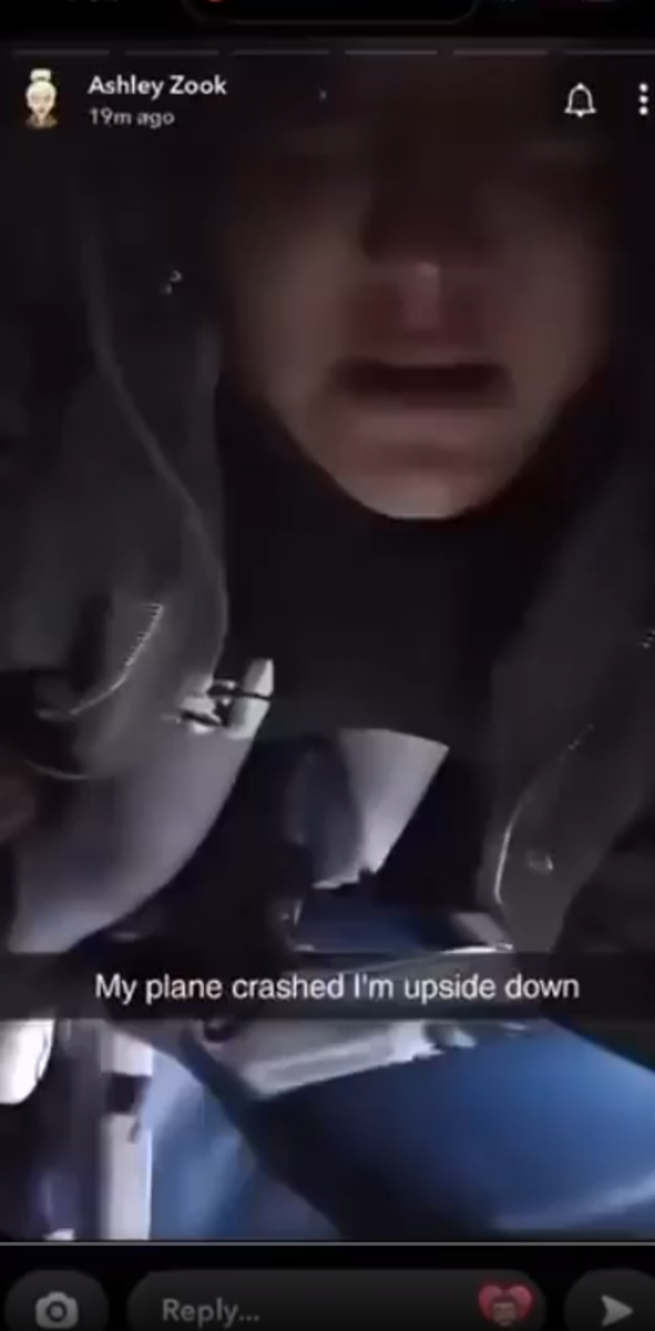A Delta Flight 4819 passenger filmed herself still strapped into her seat after the crash, Photo Credit: PrivateJetClubs/X