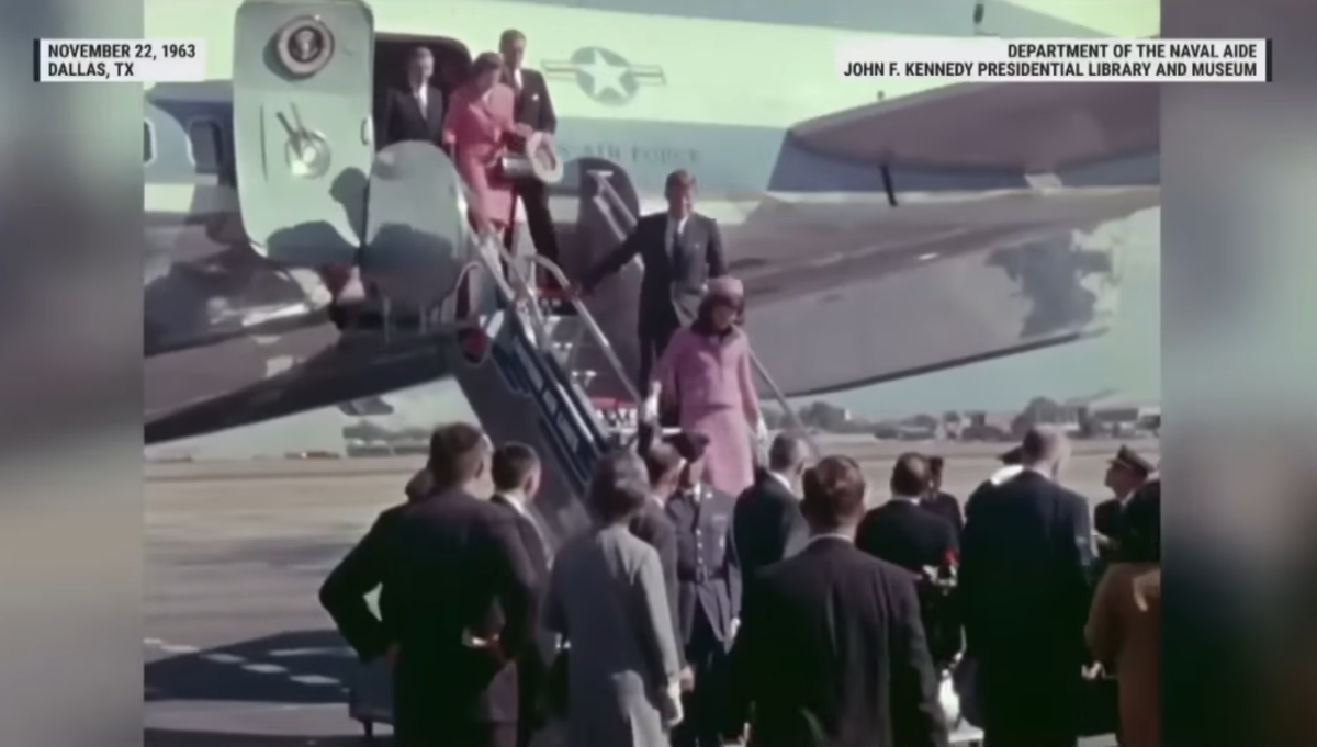 Former President John F. Kennedy and wife Jacqueline Kennedy stepping down from a plane, Photo Credit: MSNBC/Youtube