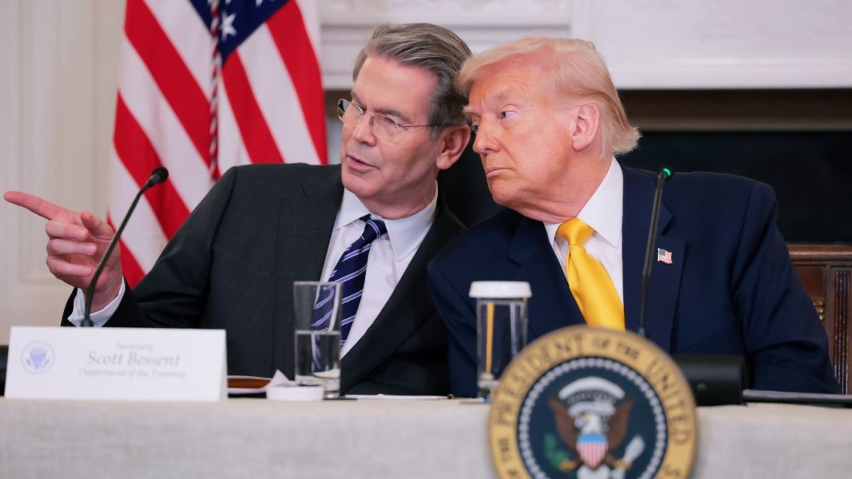US President Donald Trump with Treasury Secretary Scott Bessent attending a meeting, Photo Credit: J. Reardon/X