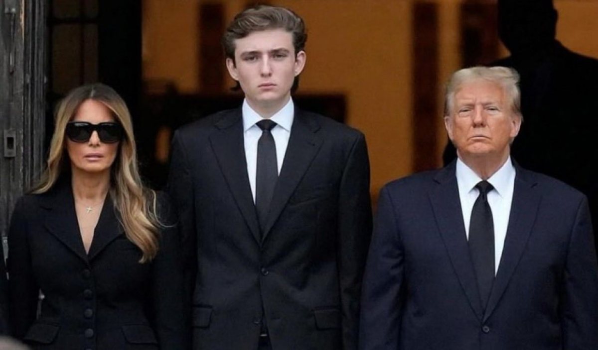 Barron Trump stands between his mother, Melania Trump, and father, Donald Trump, Photo Credit: SAY CHEESE!/X