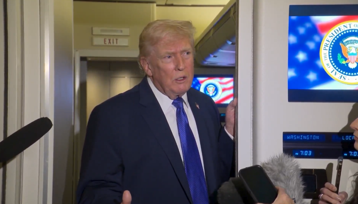 President Donald Trump talking with reporters, Photo Credit: The White House/X