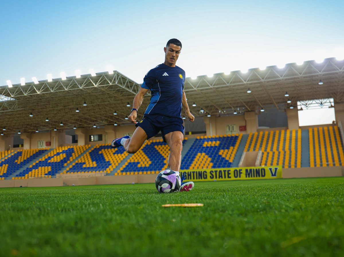 Cristiano Ronaldo practicing inside Al-Awwal Park stadium in Riyadh, Saudi Arabia, Photo Credit: Cristiano Ronaldo/X