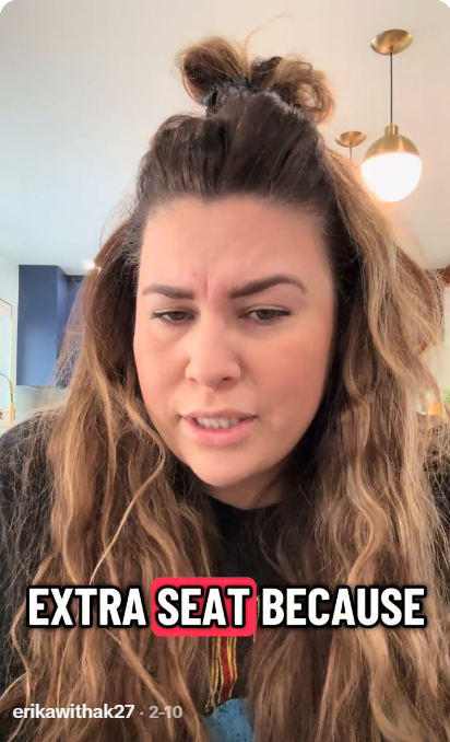 A Southwest Airline passenger sharing her experiece regarding the new policy, Photo Credit: erikawithak27/Tiktok