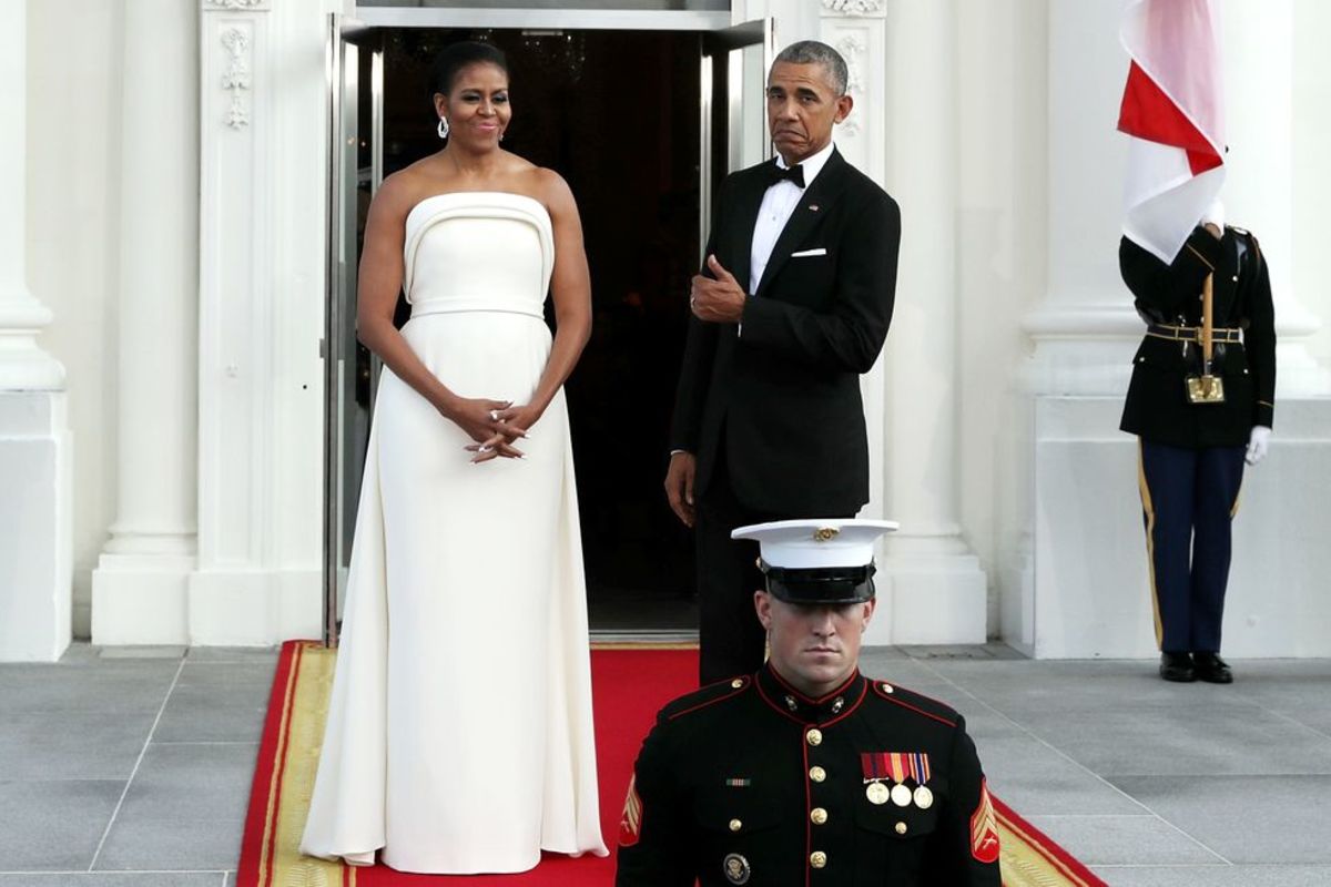 Former President Barack Obama and Michelle Obama hosting a state dinner at the White House, 2016, Photo Credit: Marcel D./X