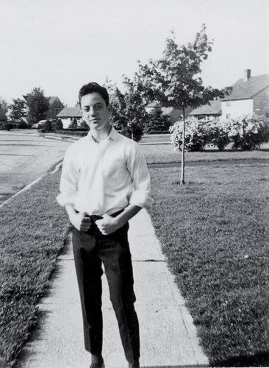 A 15-year-old Billy Joel outside his home in Hicksville, Long Island, in 1964, Photo Credit: 102.3 WBAB/X